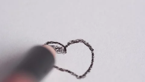 Heart shape from dark brown eye liner pencil on white background. Beauty pr.. Stock Footage 258916419