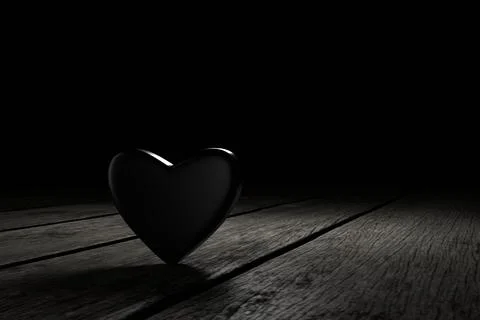 Heart shape in the darkness. 3D rendering. Stock Illustration