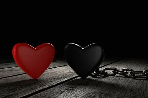 Heart shape in the darkness. 3D rendering. Stock Illustration