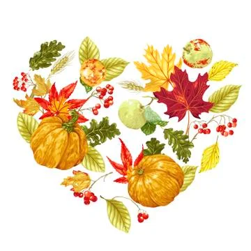 Heart shape decorative element  in vector for harvest seaso Stock Illustration