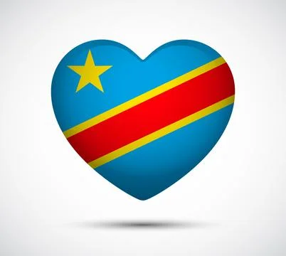 Heart Shape with Democratic Republic of the Congo Flag Design and Colors Stock Illustration