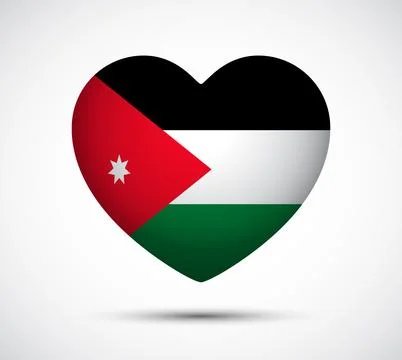 Heart Shape Design Featuring the Flag Colors of Jordan in Vibrant Style Stock Illustration