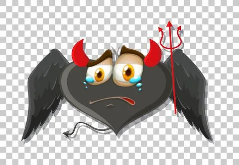 Heart shape devil with facial expression Stock Illustration