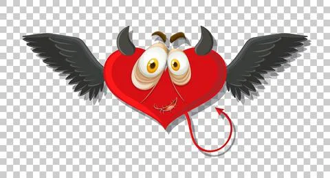 Heart shape devil with facial expression Stock Illustration