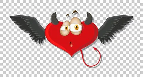 Heart shape devil with facial expression Stock Illustration