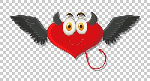 Heart shape devil with facial expression Stock Illustration