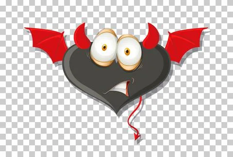 Heart shape devil with facial expression Stock Illustration