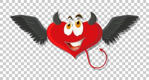 Heart shape devil with facial expression Stock Illustration