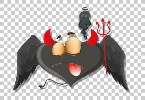 Heart shape devil with facial expression Stock Illustration