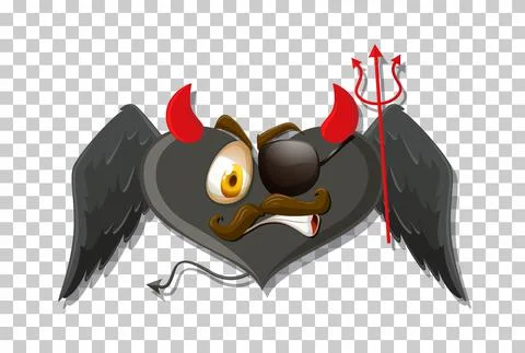 Heart shape devil with facial expression Stock Illustration