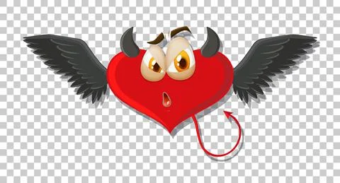 Heart shape devil with facial expression Stock Illustration