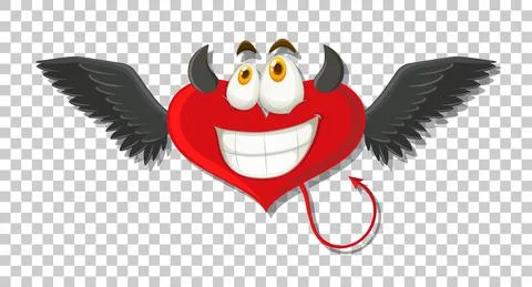 Heart shape devil with facial expression Stock Illustration