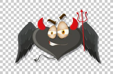 Heart shape devil with facial expression Stock Illustration