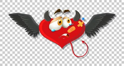 Heart shape devil with facial expression Stock Illustration