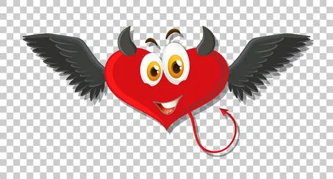 Heart shape devil with facial expression Stock Illustration