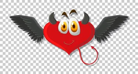 Heart shape devil with facial expression Stock Illustration