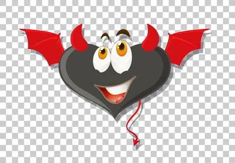 Heart shape devil with facial expression Stock Illustration