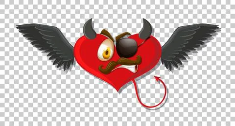 Heart shape devil with facial expression Stock Illustration