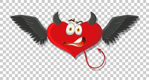 Heart shape devil with facial expression Stock Illustration