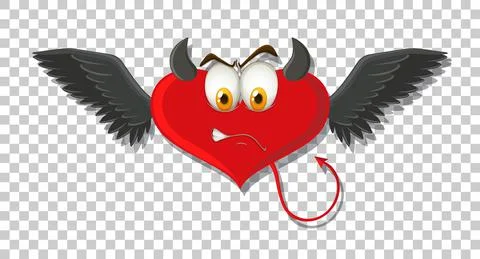 Heart shape devil with facial expression Stock Illustration