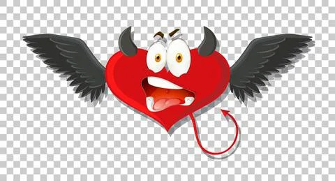Heart shape devil with facial expression Stock Illustration