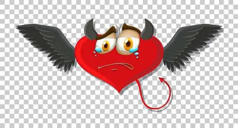 Heart shape devil with facial expression Stock Illustration