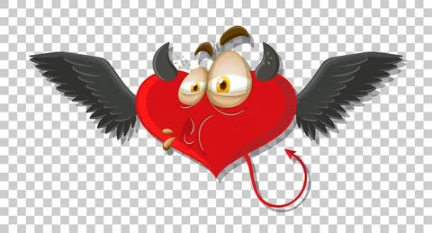 Heart shape devil with facial expression Stock Illustration