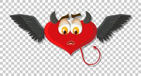 Heart shape devil with facial expression Stock Illustration