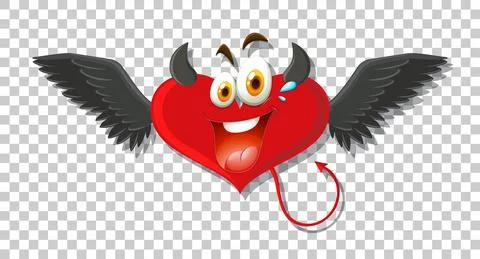 Heart shape devil with facial expression Stock Illustration