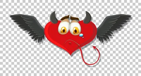 Heart shape devil with facial expression Stock Illustration