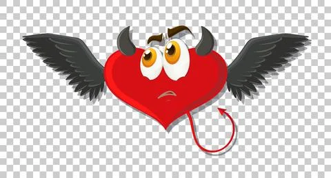 Heart shape devil with facial expression Stock Illustration