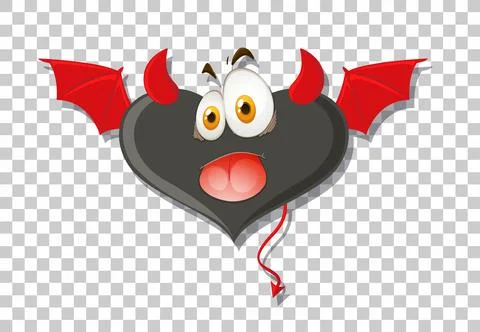 Heart shape devil with facial expression Stock Illustration