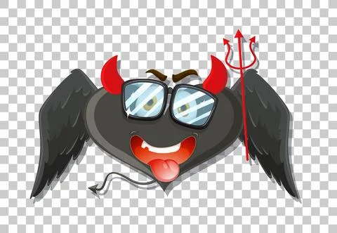 Heart shape devil with facial expression Stock Illustration