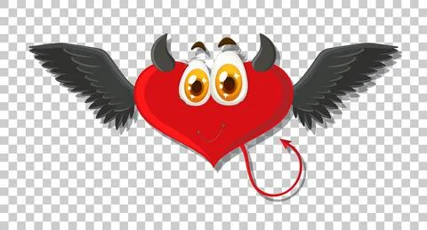 Heart shape devil with facial expression Stock Illustration
