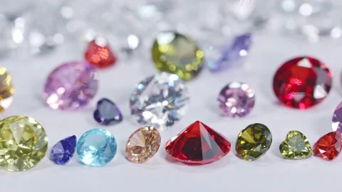 Heart shape diamonds on white background Stock Footage 152873964
