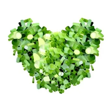 A Heart Shape of Diced Spring Onions or Slices Leeks Stock Illustration