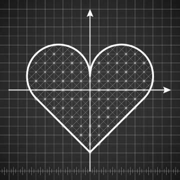 Heart shape drawing template with dark background Stock Illustration