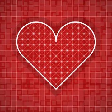 Heart shape drawing template with red background Stock Illustration