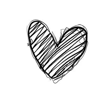 Heart shape drawn with lines on a plain background showing a simple artisti.. Stock Illustration