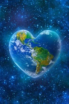 Heart Shape Earth in Space Stock Illustration