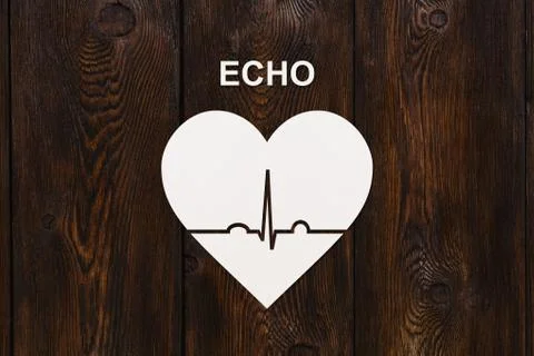 Heart shape with echocardiogram and ECHO text. Health or cardiology concept Foto stock