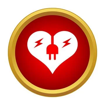 Heart shape with electrical plug and lightning bolts イラスト素材