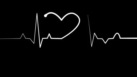 Heart Shape in Electrocardiogram Line Art Animation, A black background wit.. Stock Footage 305165747