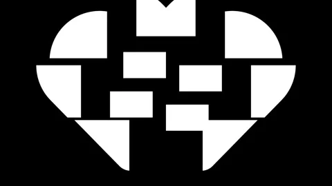 Heart Shape Elements Assembling into a Photo Collage Reveal for Luma Matte Stock Footage 336112195