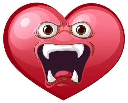 Heart shape with evil facial expression Stock Illustration