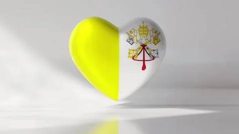 Heart shape featuring a national flag of Vatican that rotates in a loop Stock Footage 334740640