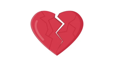 A heart shape featuring a noticeable crack, conveying themes of love lost o.. Stock Footage 332479839