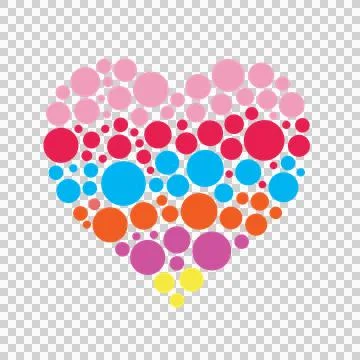 Heart Shape Filled With Black Circles dots white pattern Stock Illustration