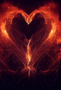 Heart Shape Fire Flames Illustration 스톡 일러스트