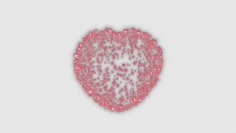Heart Shape Firework. Red Heart Firework Animation. Transparent Background Stock Footage 256193875